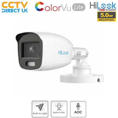 HiLook THC-B159-MS White 5MP TVI ColorVu Mini Bullet with Audio 2.8mm