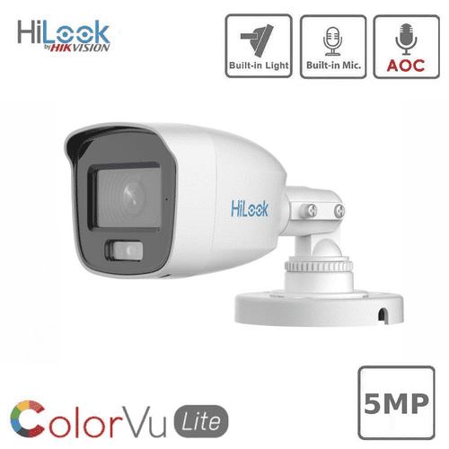 HiLook THC-B159-MS White 5MP TVI ColorVu Mini Bullet with Audio 2.8mm