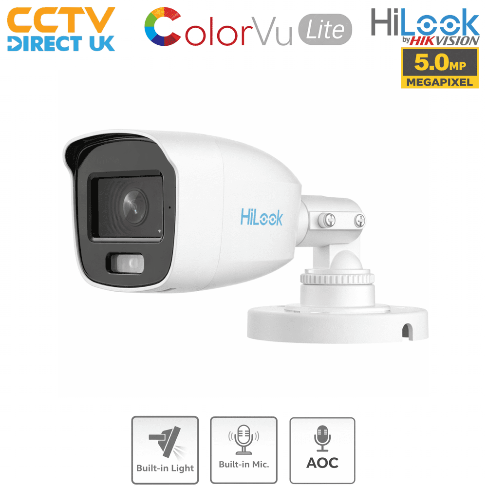 HiLook THC-B159-MS White 5MP TVI ColorVu Mini Bullet with Audio