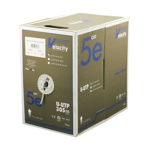 Internal - Cat5e U-UTP 24AWG 4 Pair Grey PVC Velocity 107-0032 305M Cat5