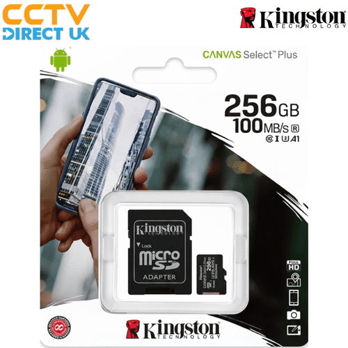 Kingston Canvas Select Plus 256GB MicroSDXC Card – Class 10 UHS-I, A1, V30