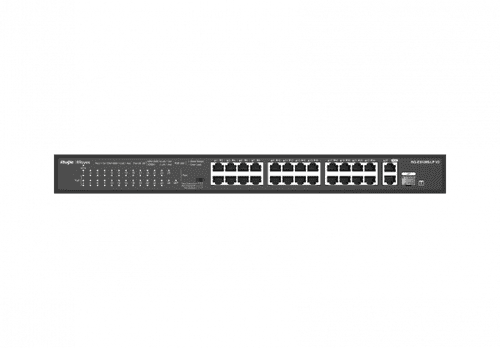 RG-ES126S-LP V2 24x 10/100 PoE/PoE+ Ports, 2x Gigabit Base-T Port, 1x Combo SFP Uplink Port, 180 Wat