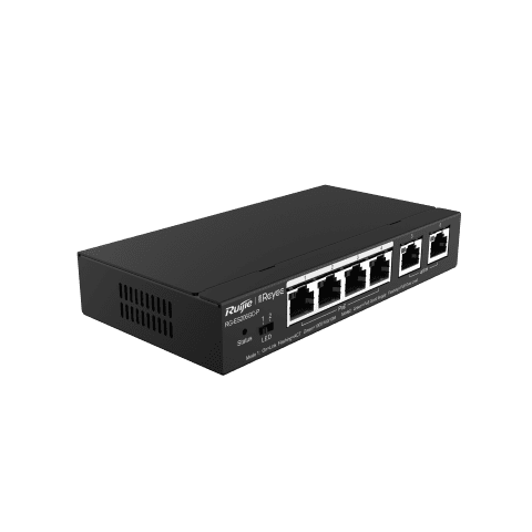 RG-ES206GC-P 6-Port Gigabit Smart POE Switch, including 4 PoE/POE+ Ports, Desktop Steel Case