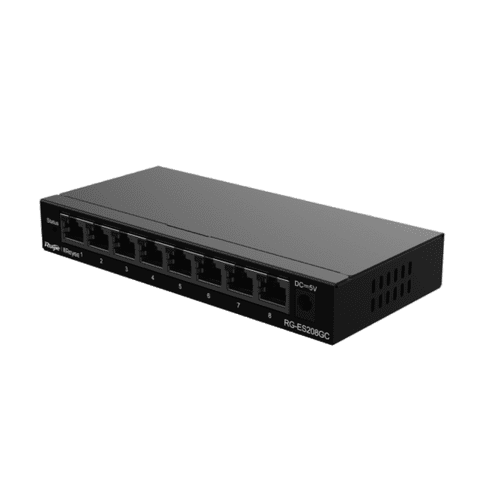 RG-ES208GC 8 Port Gigabit RJ45 Ports,Smart Cloud Mananged Non-PoE Switch, Desktop Steel Case