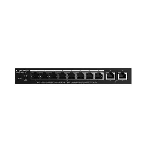 RG-ES210GC-LP 10-Port Gigabit Smart Cloud Managed POE Switch, 8 PoE/POE+ Ports, 70W with 2 Gigabit R