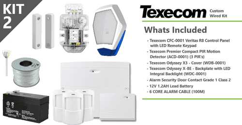 Texecom Kit 2 - All in 1 - CFC-0001 Veritas R8 Control Panel + Complete Sounder + Sensors & More