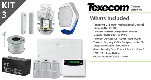 Texecom Kit 3 - All in 1 - CFE-0001 Control Panel + LCD + Complete Sounder + Sensors & More