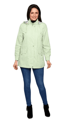 ❤️ Plus ❤️ Ladies Green Floral Lined Hooded Microfibre Spring  Jacket db684