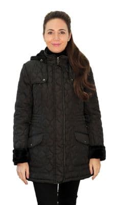❤️ Plus ❤️ Womens Fleece Lined Hooded Quilted Black Coat db218