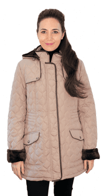 ❤️ Plus ❤️ Womens Fleece Lined Hooded Quilted Camel Coat db218