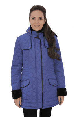 ❤️ Plus ❤️ Womens Fleece Lined Hooded Quilted Cobalt Coat db218