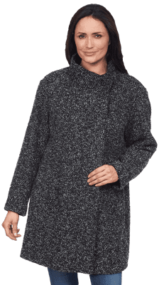 ❤️Plus❤️ Womens Mandarin Neck Tweed Coat K757