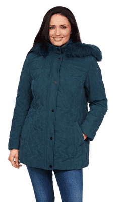 ❤️ Plus ❤️ Womens Padded Hooded Petrol Winter Jacket db8293