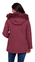 ❤️ Plus ❤️ Womens Padded Hooded Wine Winter Jacket db8293