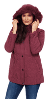 ❤️ Plus ❤️ Womens Padded Hooded Wine Winter Jacket db8293
