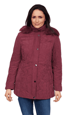 ❤️ Plus ❤️ Womens Padded Hooded Wine Winter Jacket db8293