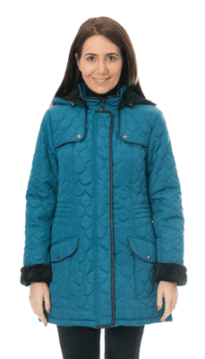 ❤️ Up to Plus ❤️ Womens Fleece Lined Hooded Quilted Petrol Coat db218