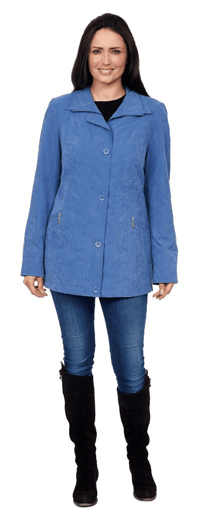 ❤️ Up to Plus ❤️ Womens Long Blue Microfibre Spring Jacket db178