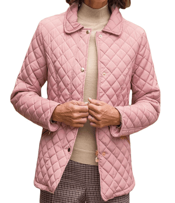 ❤️ Up to Plus ❤️ Womens Luxury Diamond Quilt Dusky Rose Pink Jacket db553
