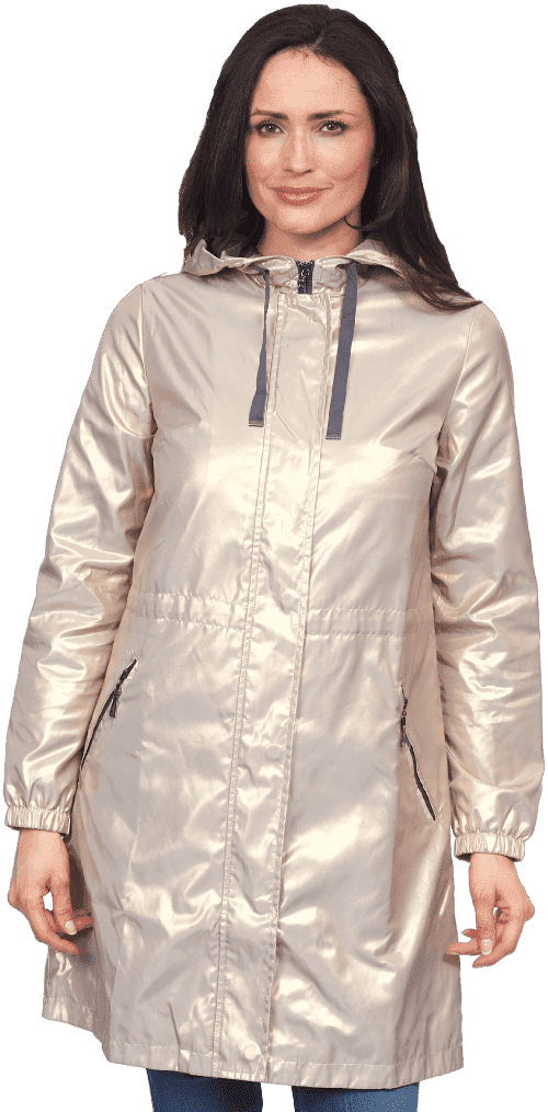 DB2316 Plus Size Lightweight Iridescent Spring Raincoat