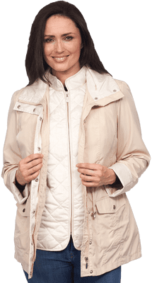 DB3128 Plus Size 3-in-1 Lightweight Spring Jacket with Removable Gilet
