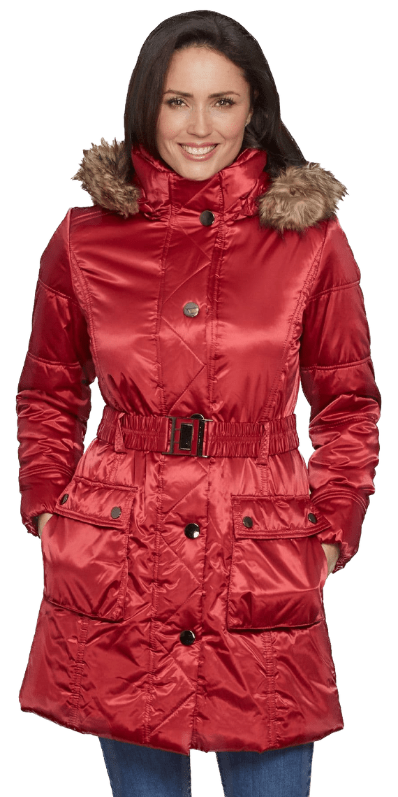 DB509 Womens Long Padded Hooded Winter Coat