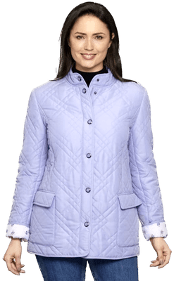 DB602105 Plus Size  Women's Lightweight Diamond Quilted Jacket with Floral Lining