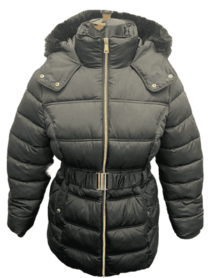 DB731 Black Belted Puffa Jacket