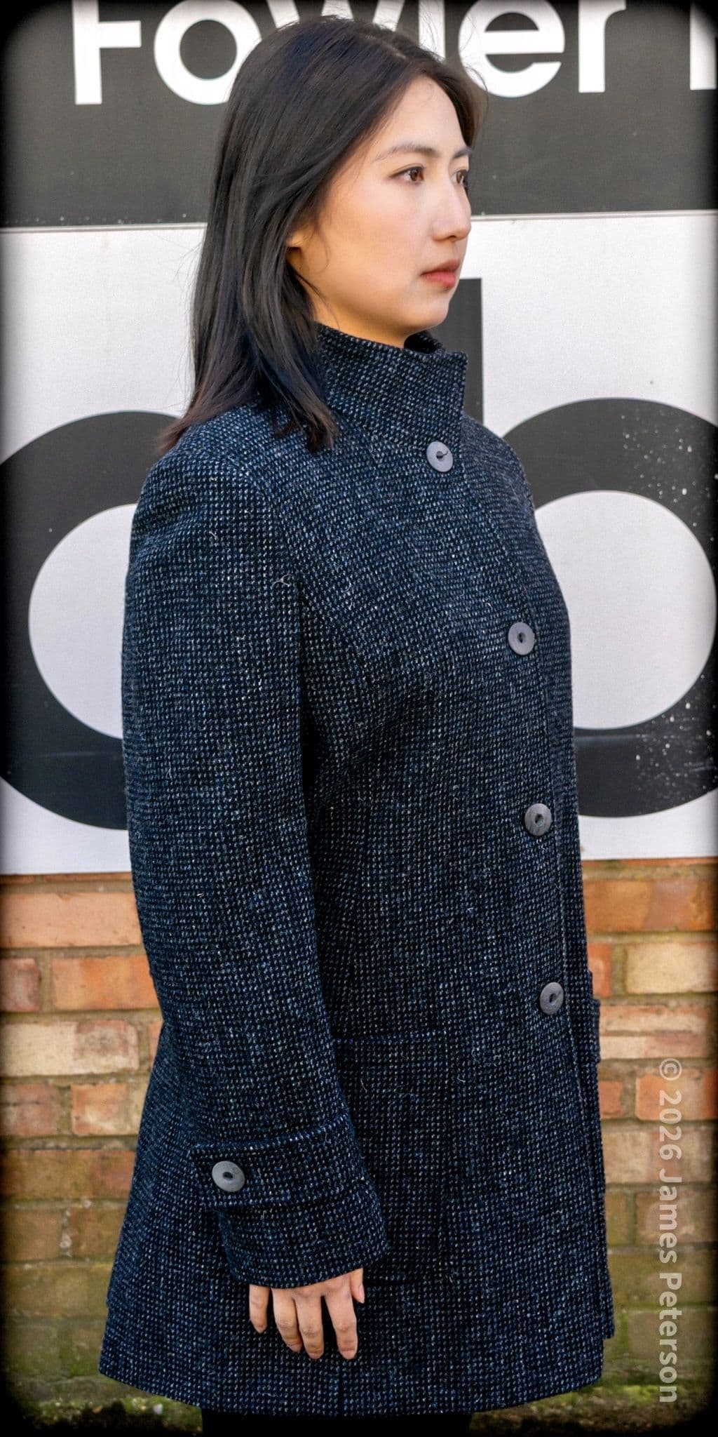 K127H Women s Authentic 100 Wool Harris Tweed Single-Breasted Coat