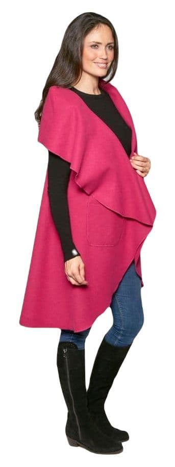 K1670 Womens Sleeveless Waterfall Wrap Duster Coat