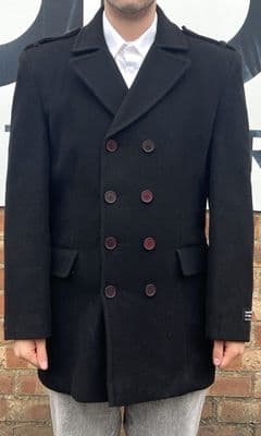 K3 – Men’s Double Breasted Wool Blend Jacket with Epaulettes