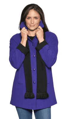 K803J 3% Cashmere & Wool Mix Coat Plus Scarf