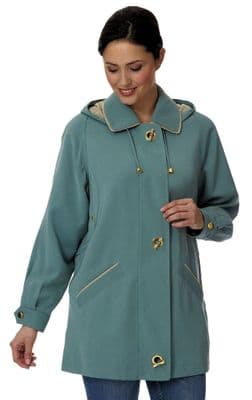 Ladies Long Hooded Duck Egg Rain Jacket db897