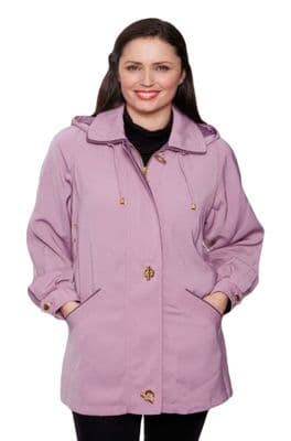 Ladies Long Hooded Lilac Rain Jacket db897