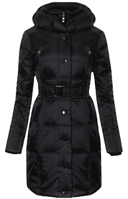 Women's 50% Down Belted Winter Coat with Cowl Collar – DB508