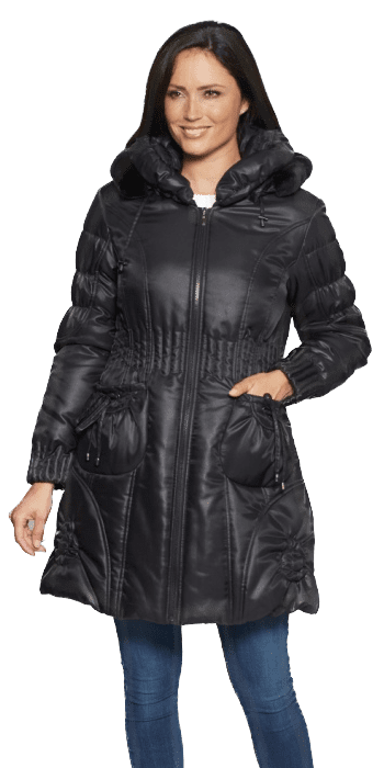 Women's Faux Fur Trim Hooded Winter Coat DB428