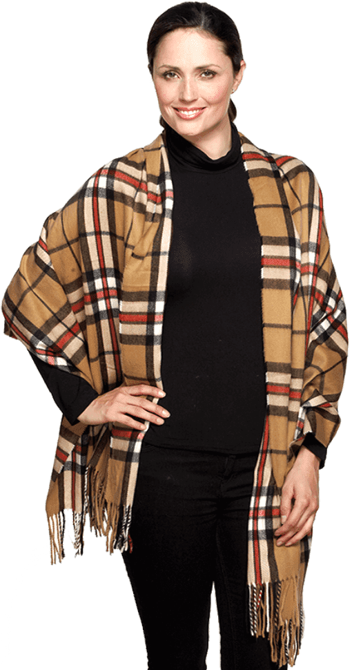 Women's Lightweight Italian Made Acrylic Check Shawl
