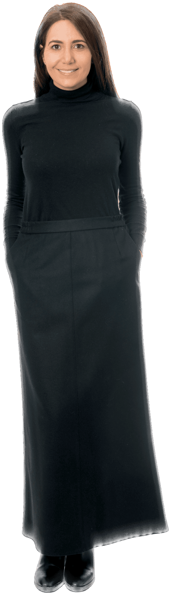 Women's Wool Blend Long Slimming Skirt with Elasticated Sides