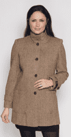 Womens 100% Abraham Herringbone Wool Funnel Neck Coat K127M