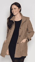 Womens 100% Abraham Herringbone Wool Funnel Neck Coat K127M