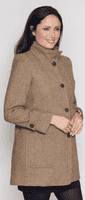 Womens 100% Abraham Herringbone Wool Funnel Neck Coat K127M