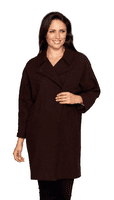 Womens 100% Chocolate Brown  Merino Wool Cocoon Coat K1441