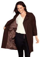 Womens 100% Chocolate Brown  Merino Wool Cocoon Coat K1441