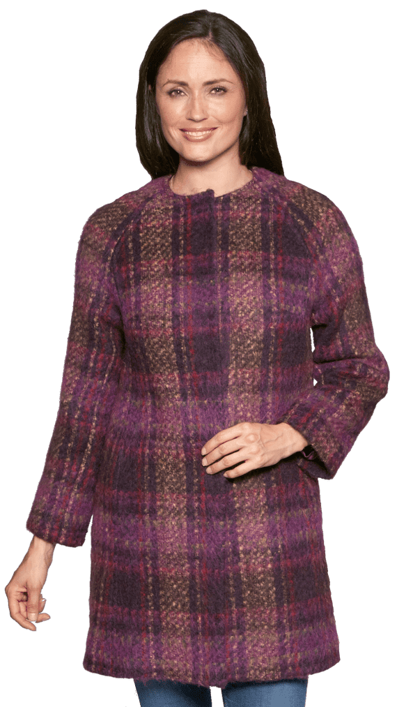 Womens Alpaca/Mohair Collarless Plus Size Coat K128F Size 26