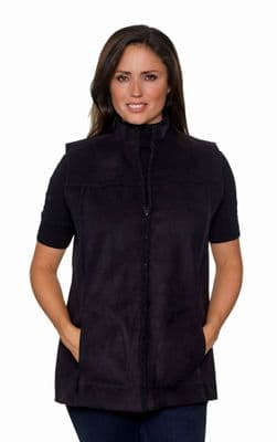 Womens Black Faux Sheepskin Gilet db800