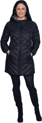Womens Black Feather Down Ultra Light Quilted Coat db724