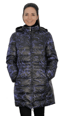 Womens Black-Print Reversible Feather Down Padded Coat db924