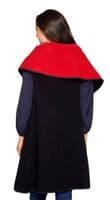 Womens Black/Red Wool Mix Reversible Sleeveless Wrap Coat K1660R