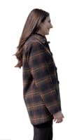 Womens Brown Check Wool Mix Leatherette Trim Jacket K927