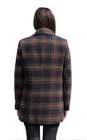 Womens Brown Check Wool Mix Leatherette Trim Jacket K927
